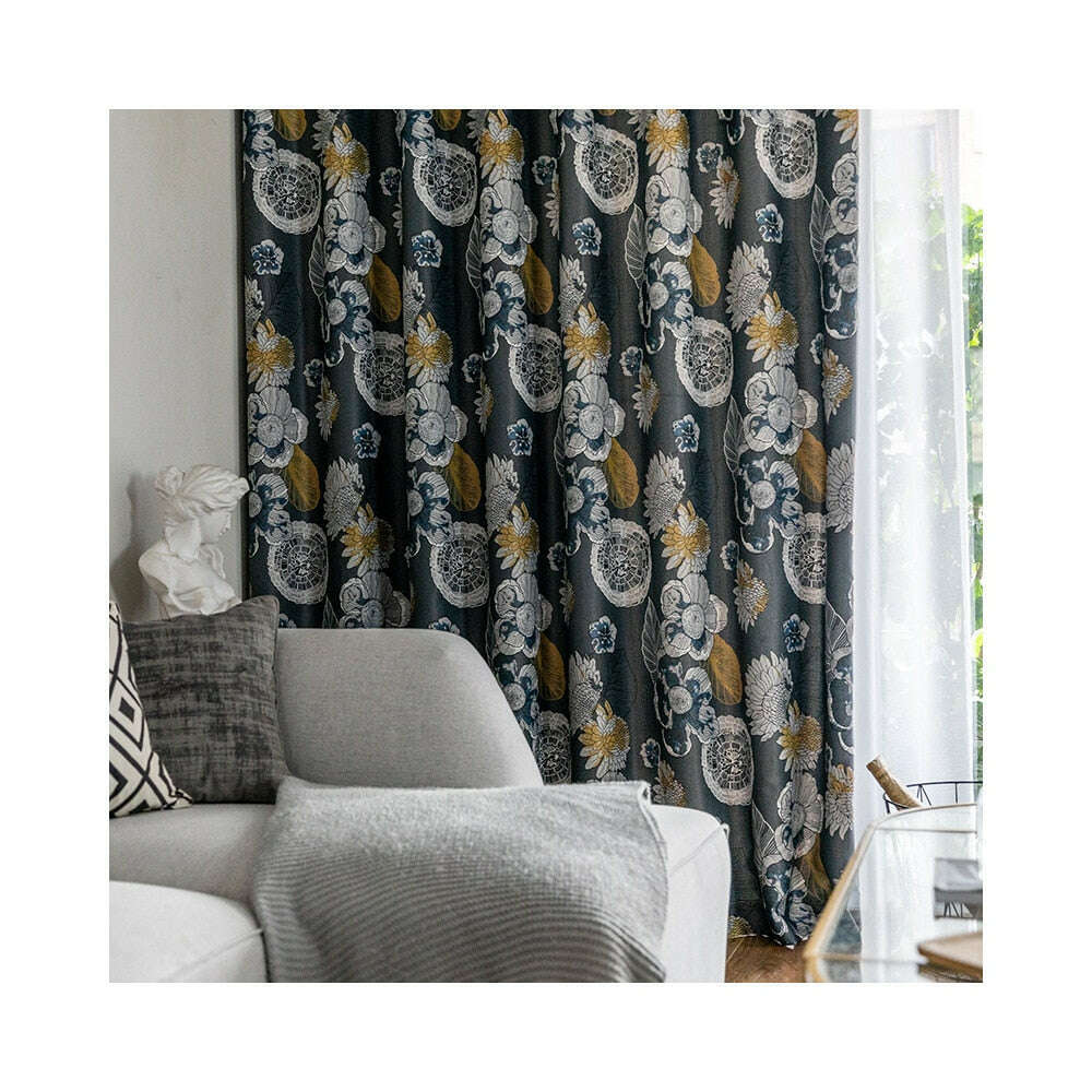 Botanical Bliss' Floral Print Curtains (Black/ Milky White) – Spiffy Spools