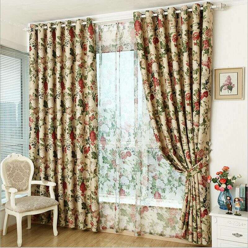 Astor Rideaux Fall Floral Print Curtains - Beige,Print Polyester,Discover Curtains