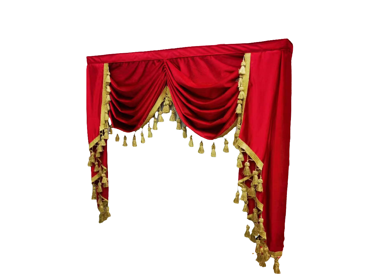 Mila Classic Plain Velvet Valance - Red with gold tassel