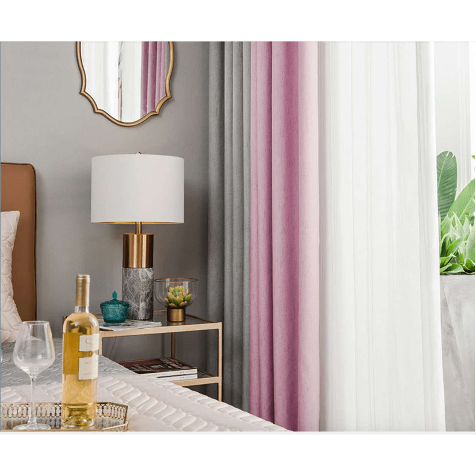 Brittany 2-Tone Blackout Curtains - Pink Gray,Linen Curtains,Discover Curtains