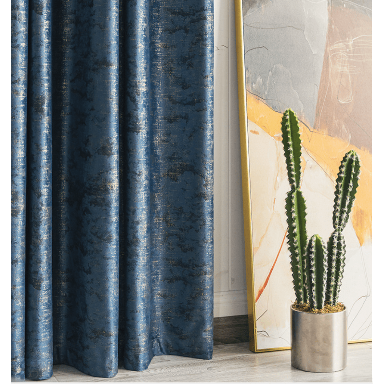 Ethan Modern Luxury Velvet Textured Curtains - Blue,Velvet Curtains,Discover Curtains