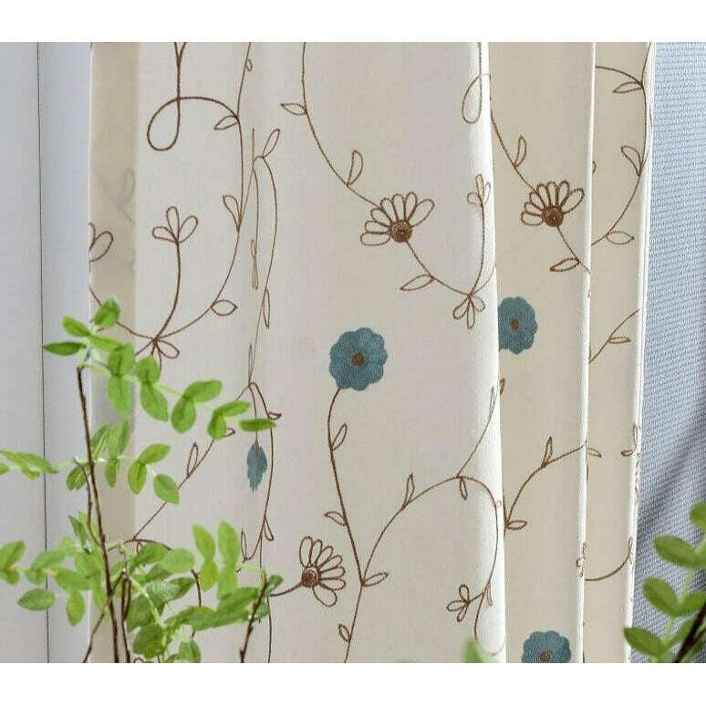Jason Vine Floral Embroidered Cotton Curtains,Polyester Curtains,Discover Curtains