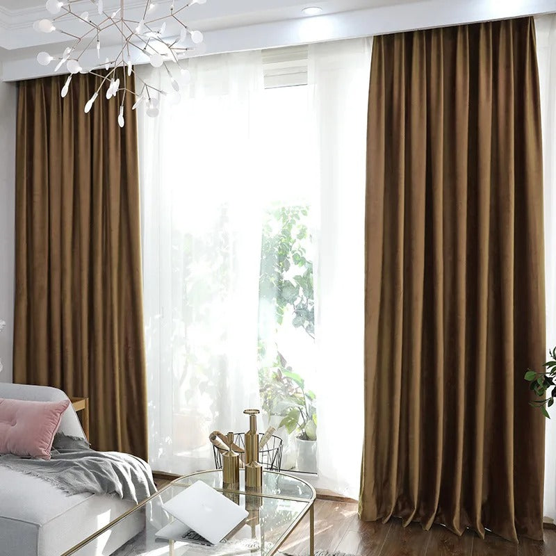 Jason Modern Plain Blackout Insulated Fire Retardant Curtains - Coffee Brown,Polyester Curtains,Discover Curtains