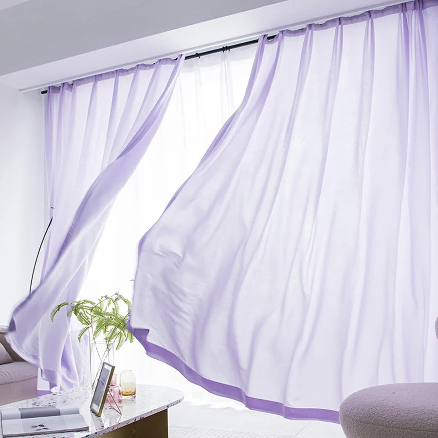 Jason Plain Velvet Satin Sheer Curtain - Lavender