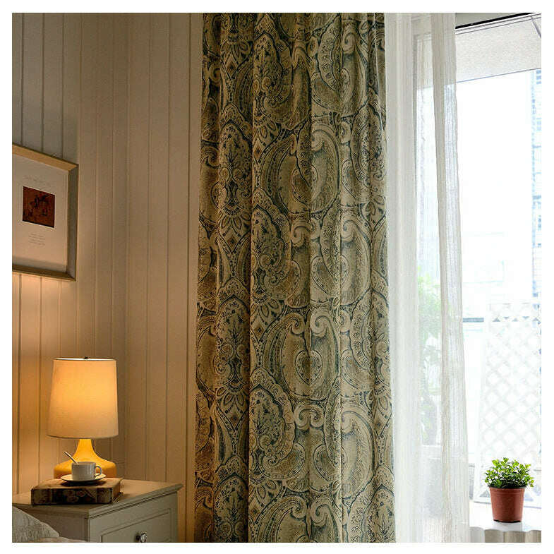 Mila French Country Print Intricate Design Curtain - Beige,Print Polyester,Discover Curtains