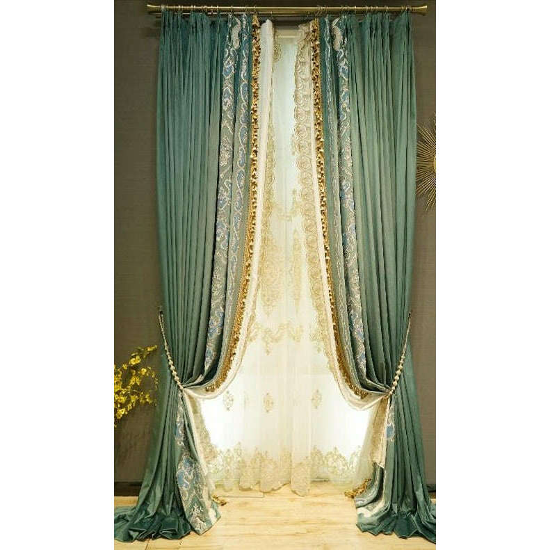 Mila Luxury Designer Velvet Curtain - Turquoise Blue,Velvet Curtains,Discover Curtains