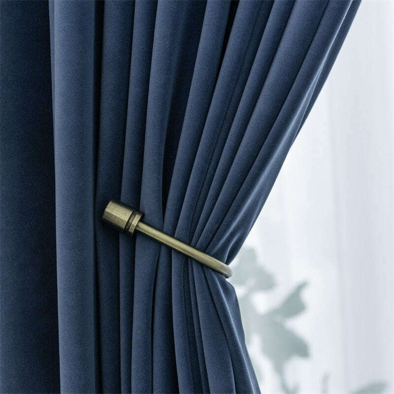 Mila Modern Luxury Plush Plain Velvet Curtains - Blue,Velvet Curtains,Discover Curtains