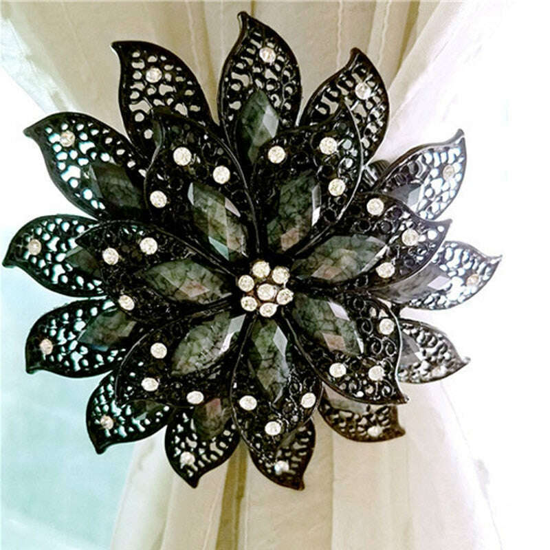 Pearl Simon Flower Shaped  Rhinestone Magnet Curtain Tieback,Curtain Accessories,Discover Curtains