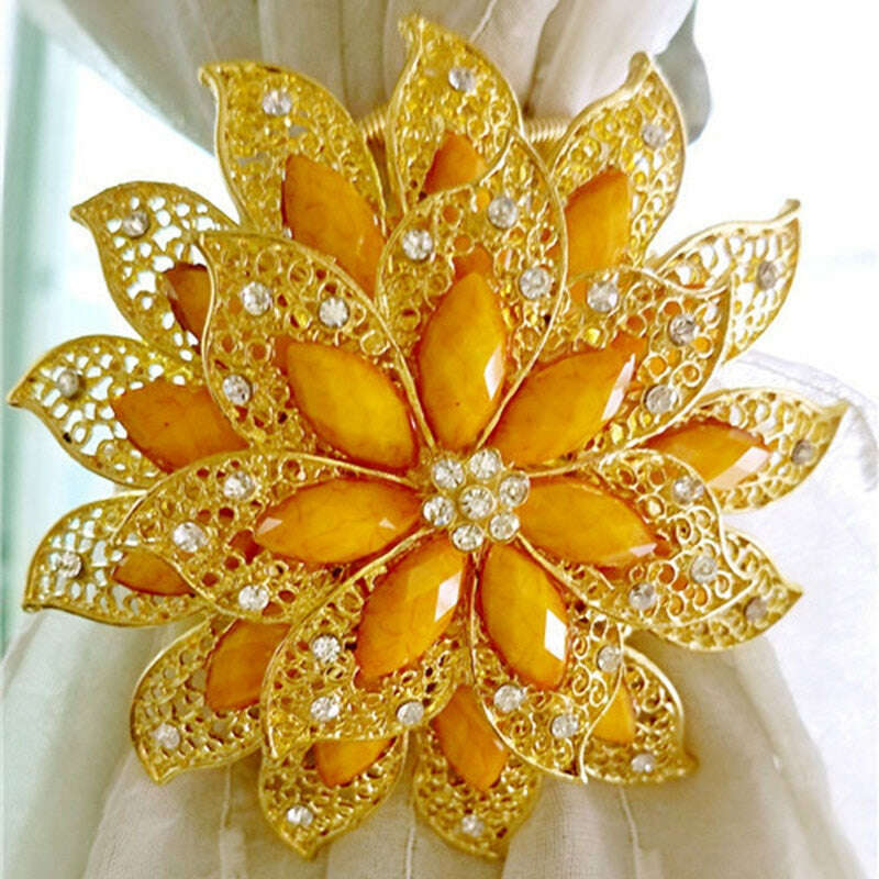 Pearl Simon Flower Shaped  Rhinestone Magnet Curtain Tieback,Curtain Accessories,Discover Curtains