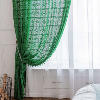 Rémy Crochet Sheer Curtains - Green / Pink – Discover Curtains