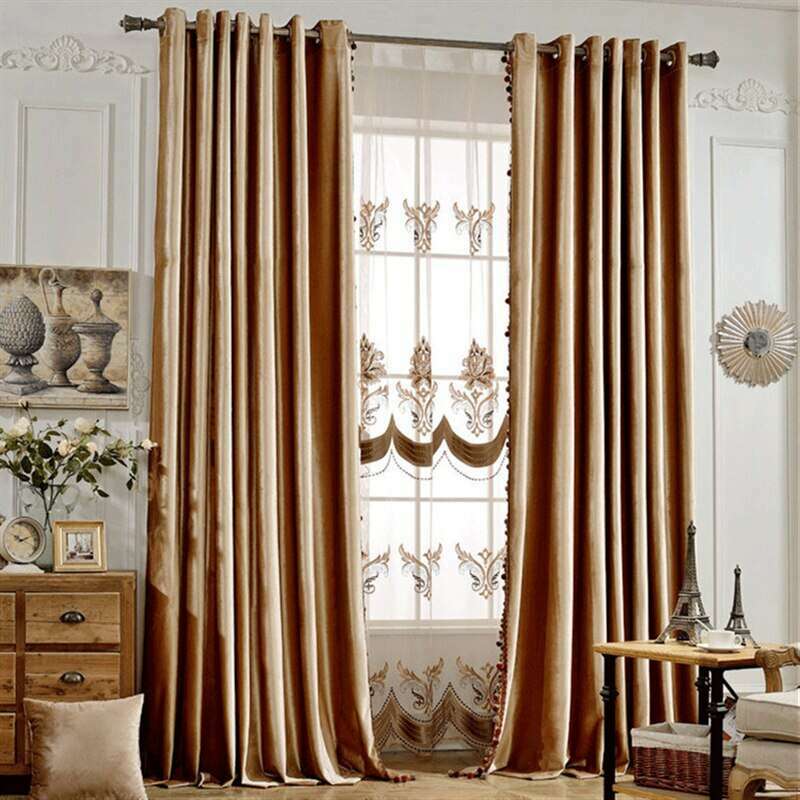 Rémy Luxury European Blackout Tassel Velvet Curtains - Camel,Velvet Curtains,Discover Curtains