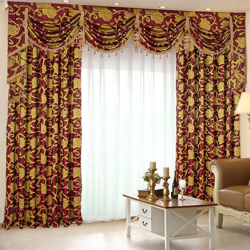 Rémy Royal Luxury Jacquard Curtain- Burgandy,Polyester Jacquard Curtain,Discover Curtains