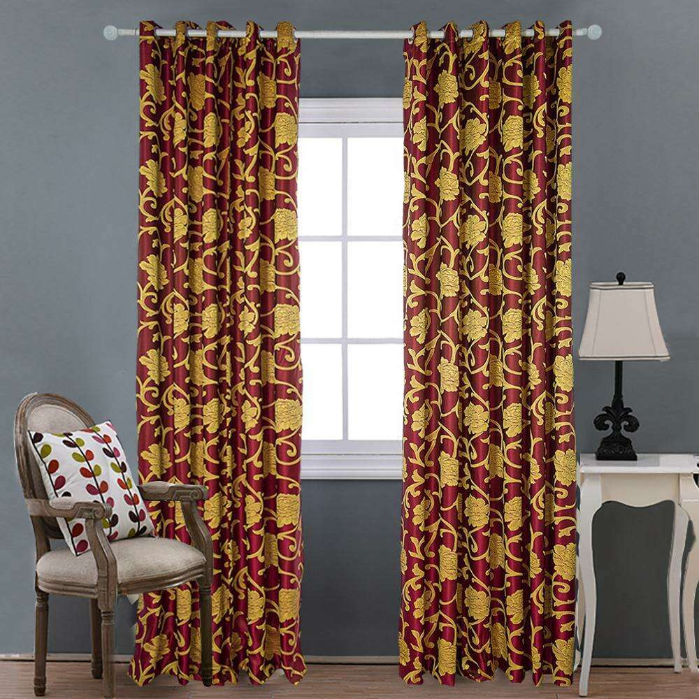 Rémy Royal Luxury Jacquard Curtain- Burgandy,Polyester Jacquard Curtain,Discover Curtains