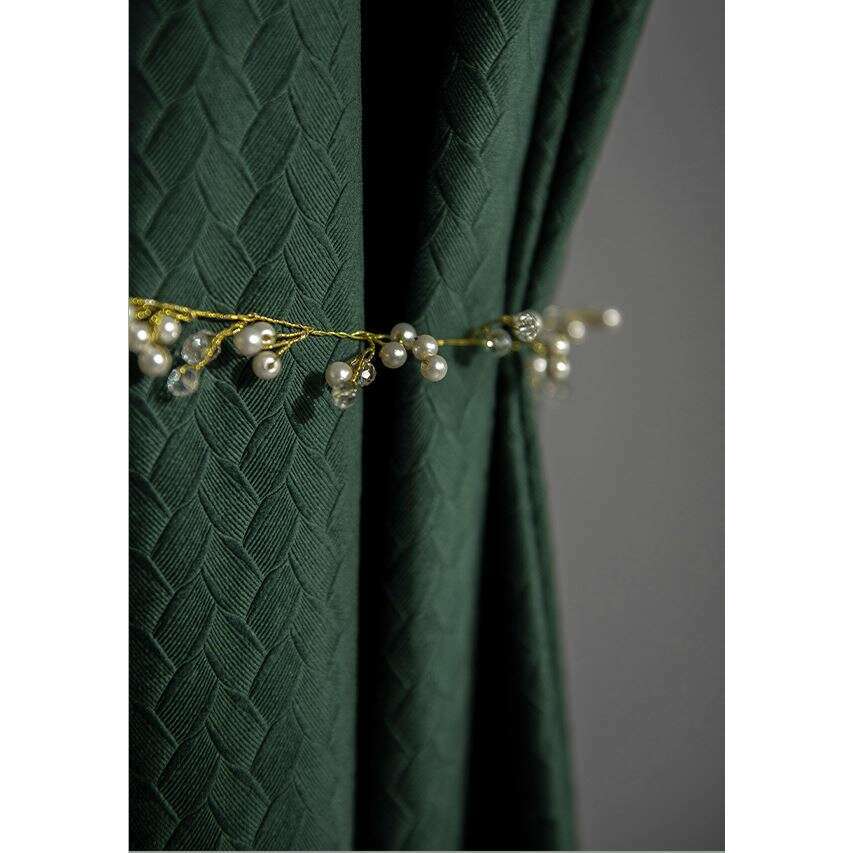 Taylor H. Luxury Jacquard Velvet Woven Design Curtains - Dark Green,Velvet Jacquard Curtains,Discover Curtains