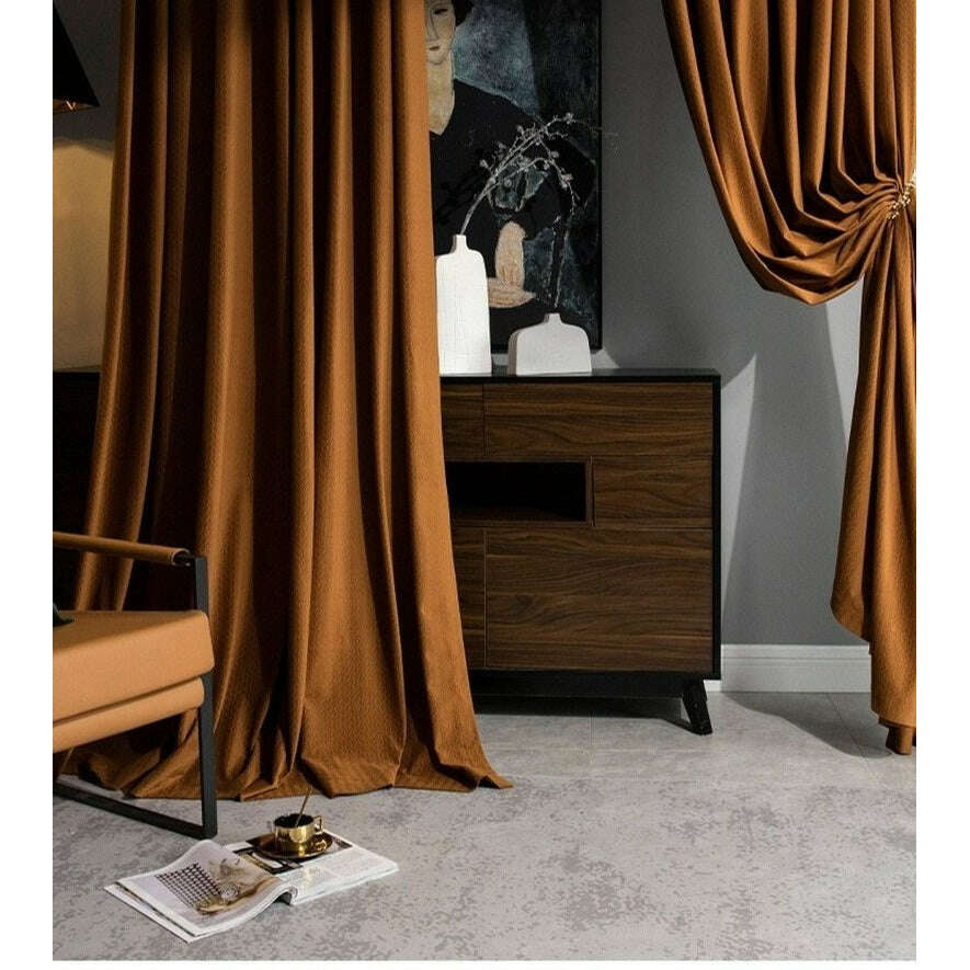 Taylor H. Luxury Jacquard Velvet Woven Design Curtains - Orange,Velvet Jacquard Curtains,Discover Curtains