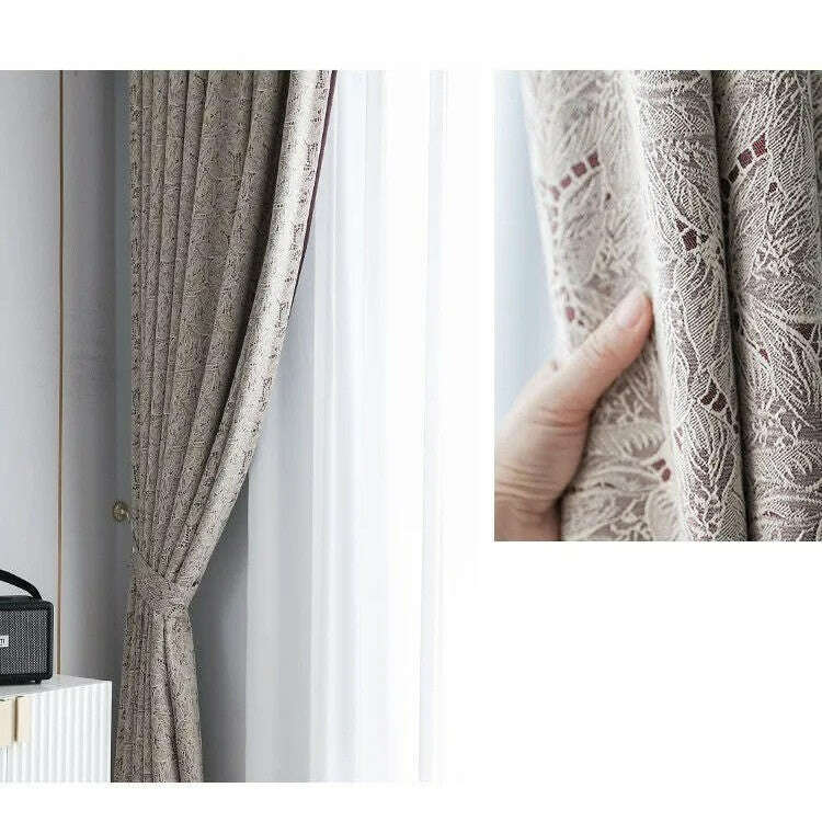T.B. London Literary Lace Blackout Curtains - White and Wine Red,Polyester Jacquard Curtain,Discover Curtains