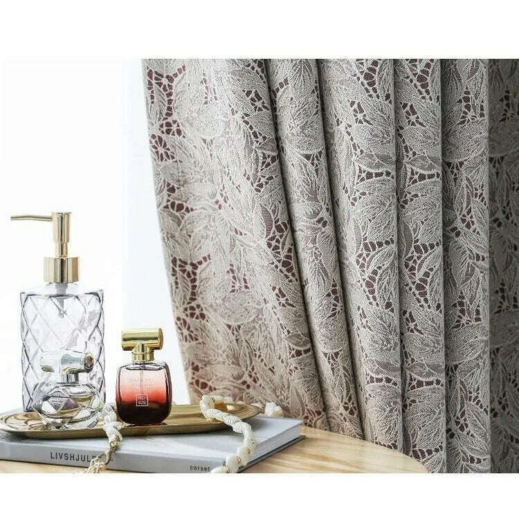 T.B. London Literary Lace Blackout Curtains - White and Wine Red,Polyester Jacquard Curtain,Discover Curtains