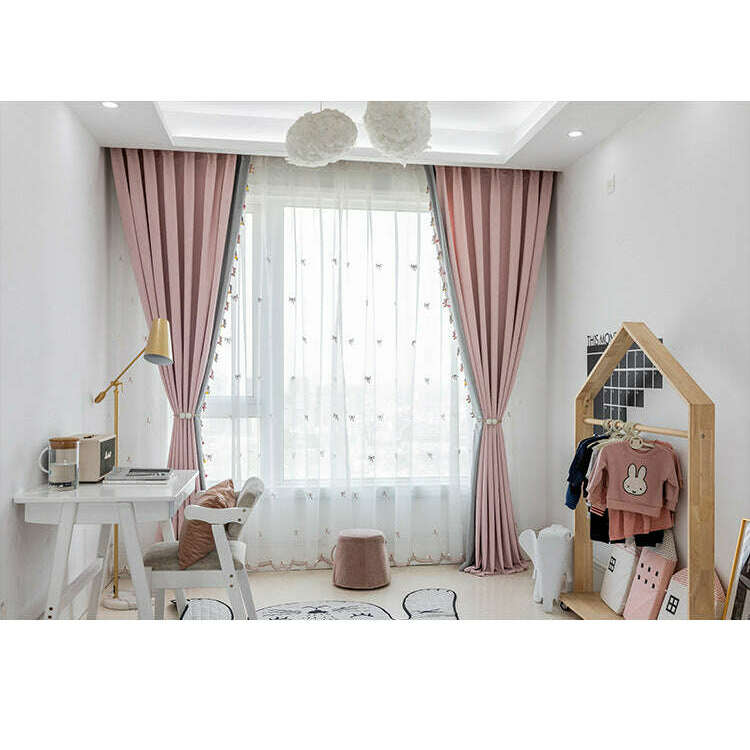 T.B. London Pink-Gray Pony Lace Curtain,Linen Curtains,Discover Curtains