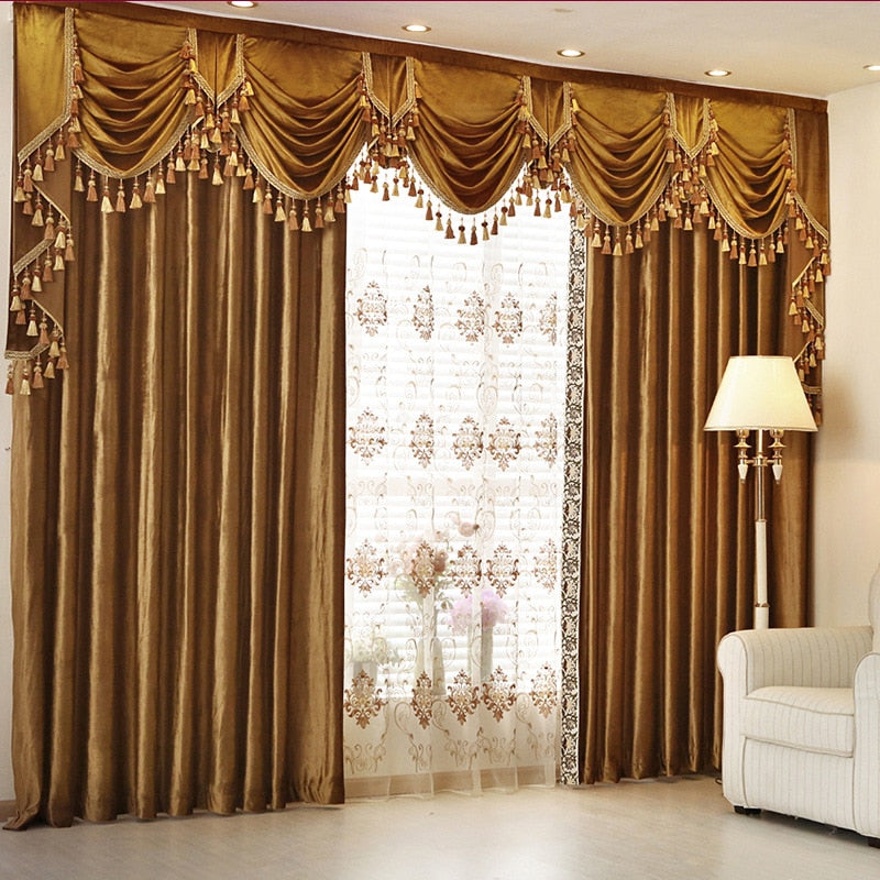 Mila Luxury Italian Velvet Valance- Golden Brown – Discover Curtains